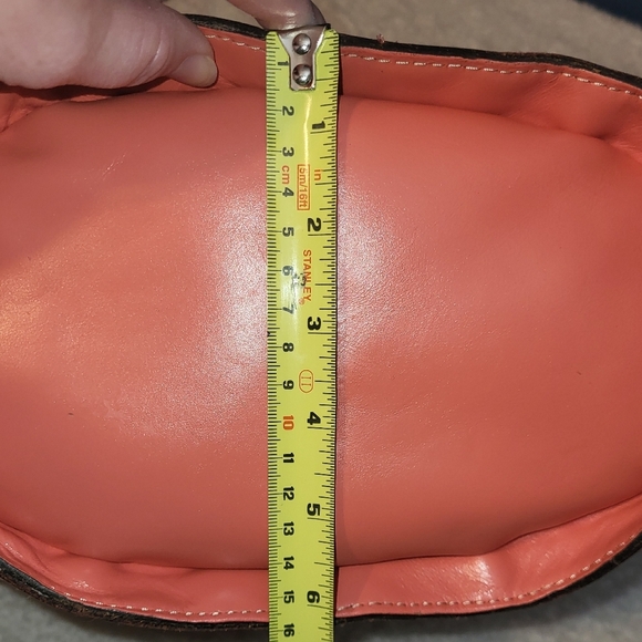 Patricia Nash Woven Purse Bag Coral Peach Tan Blue Gold Hardware - Picture 7 of 16